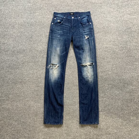 Hudson Jeans Mens 30 Blake SLIM Straight Distressed 5 Pocket Whiskered Denim - Picture 2 of 12